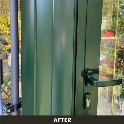 Green-metal-door-after-rejuvenation