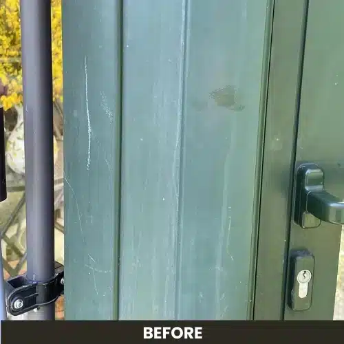 Green-metal-door-before-rejuvenation